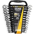 GearWrench 9901DBE 12 Point Flex Head Ratcheting Combination Metric Wrench/Spanner, Black, 8-19 mm, Set of 12 Piece