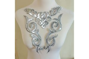 FJTANG 4 pcs Silver Flower Applique Patches Clothing DIY Embroidery Sticker Blossom