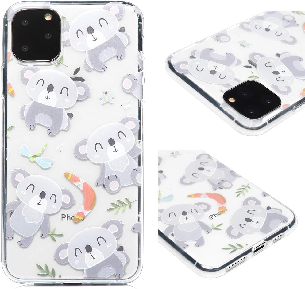 Mixpring Compatible with iPhone 11 Pro Max(6.5 inch) Case, Cute Love Heart Animal Floral Pattern Silicone Soft Flexible TPU Bumper Back Protective Clear Case for iPhone 11 Pro Max-Bear