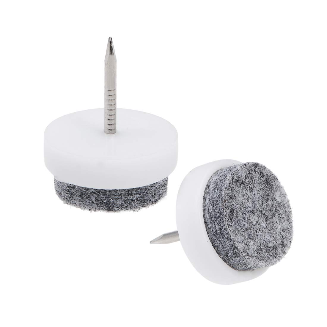 sourcing map Nail On Furniture Felt Pads Glide Chair Table Leg Protector 20mm Dia 24mm Length White 36pcs