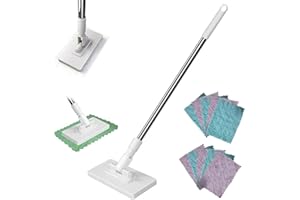 Snap Grip Mini Mop - Lazy Cleaning mop, Easy to use. Equipped with 10 Reusable Cleaning Cloths (Disposable Wet Wipes). Suitab