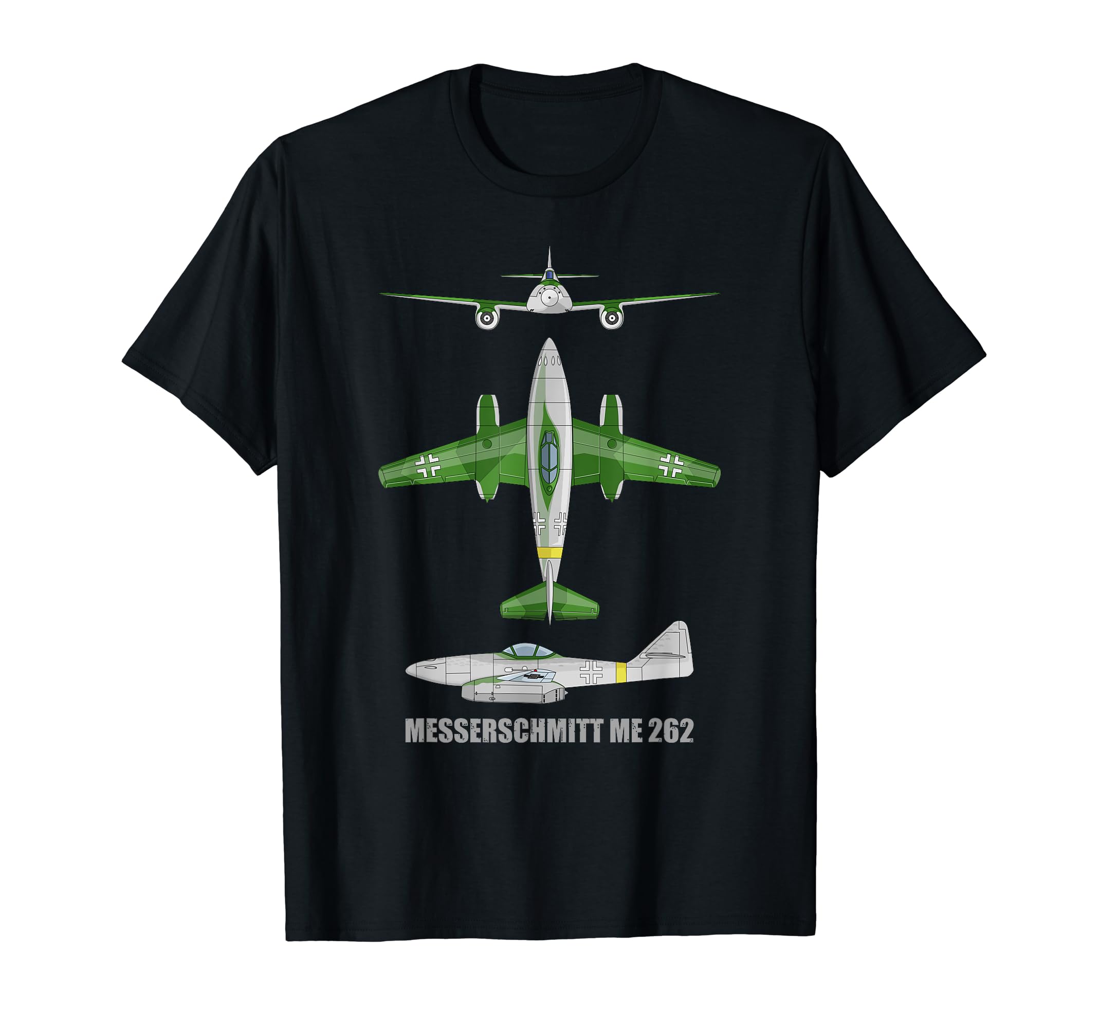 Messerschmitt Me 262 German WW2 Jet Fighter Plane Diagram T-Shirt