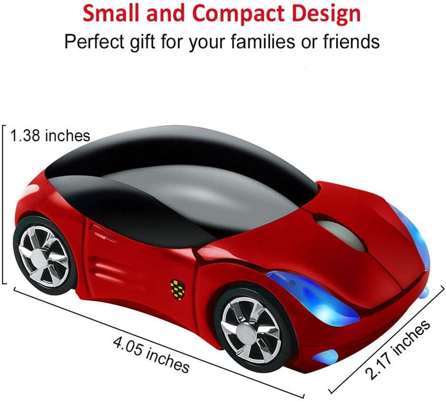 Cool Sports Car Shape Mouse 2.4GHz Wireless Car Mouse Ultra Small Optical Office Mice for PC Computer Laptop Perfect Present for Kids (Red) - Image 3