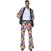 ReneeCho Men 60s 70s Disco Costume Performance Suit Jacket and Pant Halloween Party