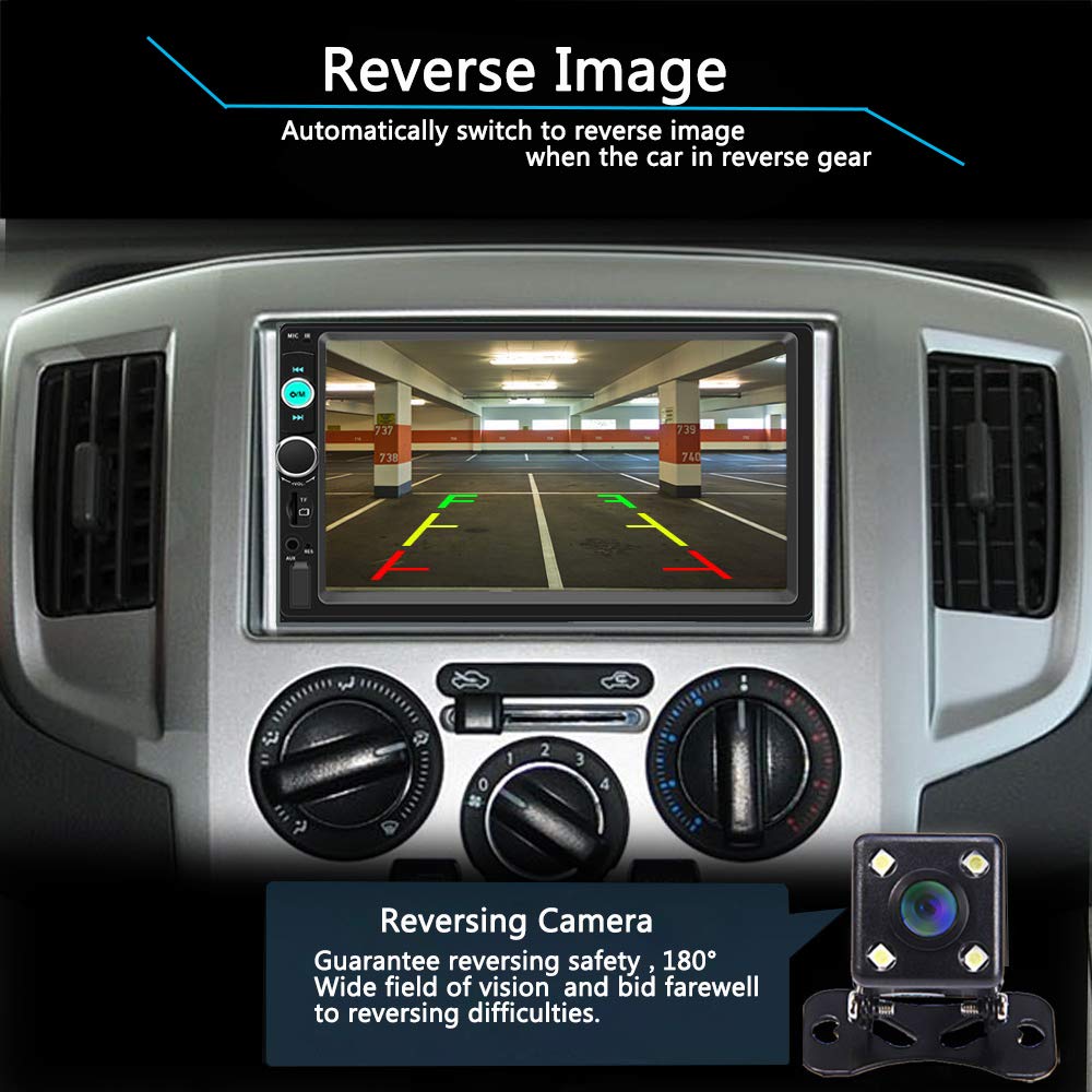 Upgraded Version Double Din Car Stereo 7 Inch Touch Screen in-Dash Head