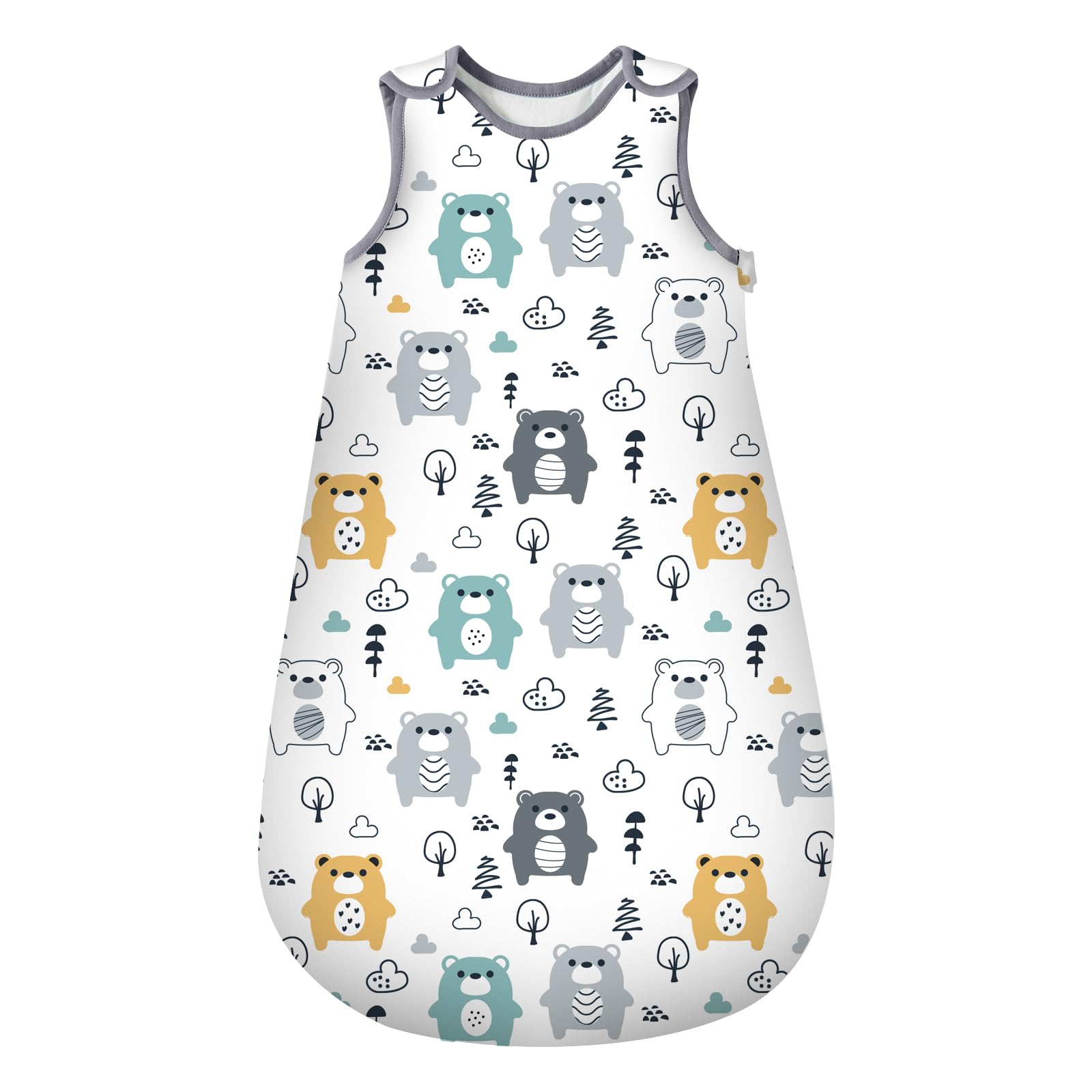 Mosebears Winter Baby Sleeping Bag 2.5 Tog Soft Cotton Wearable Blanket Sleeveless Baby Sleep Sack Designed for Boys and Girls Cute Prints (Bear, 18-24 Months)