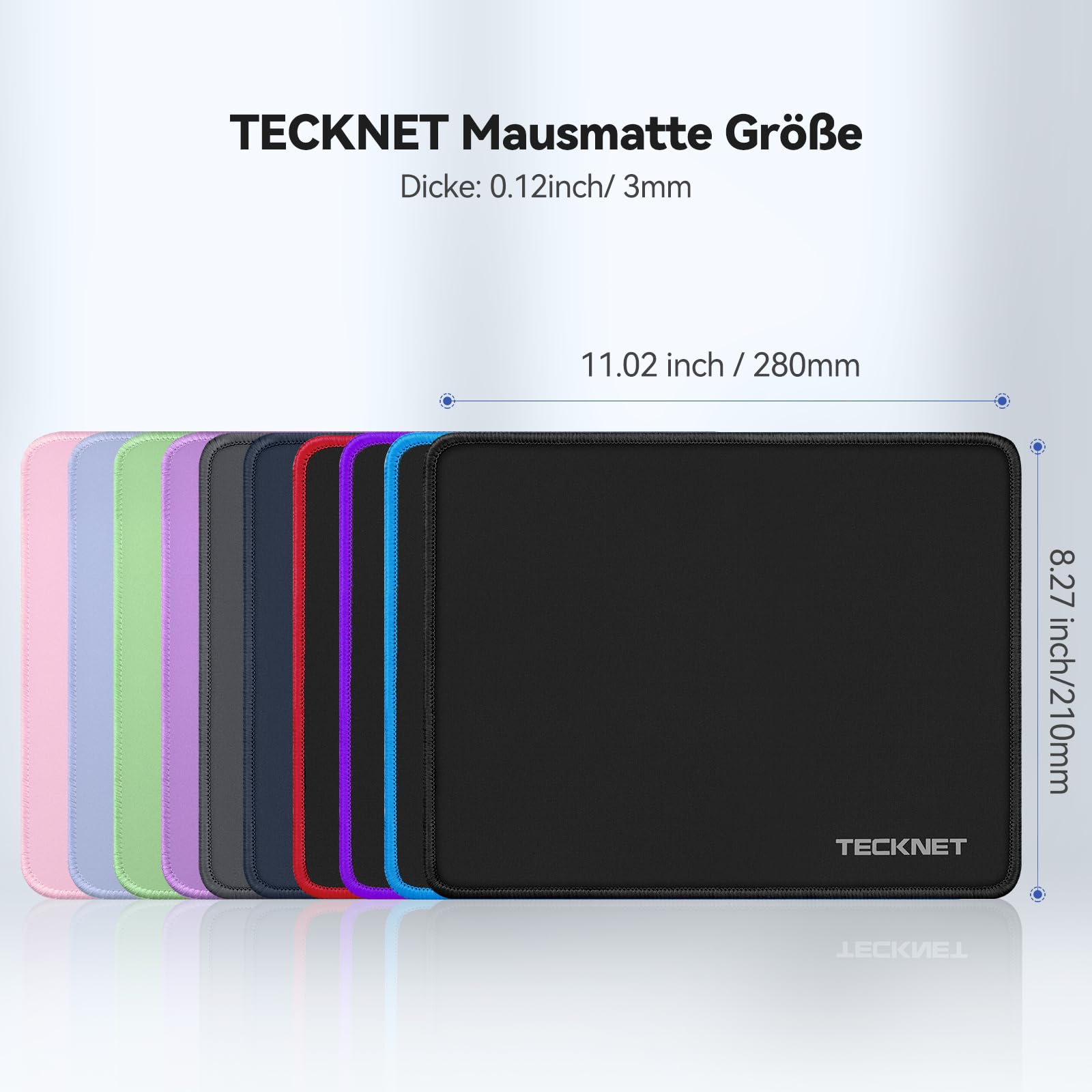 TECKNET Mauspad, 280 x 210 mm Gaming Mousepad mit Wasserdicht und Rutschfester Gummi für PC-Büro, Arbeit, Gaming, Studium, Laptop, Computer, Zuhause-Schwarz 6