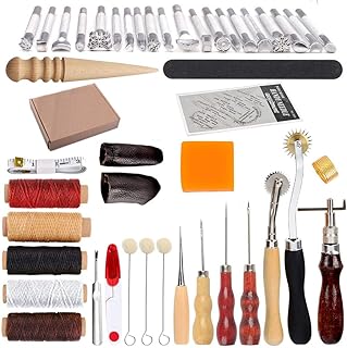 HOSTK 33 stück DIY Leder Handwerk Hand Kit Werkzeuge Set zum Nähen Nähen Stanzen Carving Sattel Leder Kunstwerk Zubehör Ahle Fingerhut