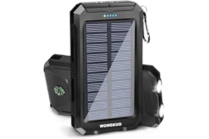 WONGKUO Solar Charger Power Bank - 𝟮𝟬𝟮𝟰 𝙐𝙥𝙜𝙧𝙖𝙙𝙚 36800mAh Solar Phone Charger, QC3.0 Fast Charger with LED Flashlight, IP65 Waterproof Portable Power Bank for Outdoor Activities