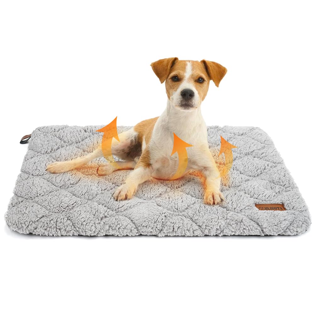 ULIGOTA Self Warming Cat Bed Self Heating Dog Mat Soft & Fluffy Pet Bed Noiseless Thermal Pet Pad for Indoor Outdoor Pets with Removable Cover Non-Slip Bottom (75x48x3cm)