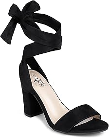 Lace Up Heels for Women Chunky Heel 