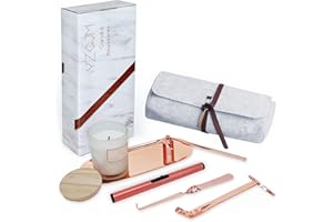 YZGJM Exquisite Candle Accessories Tool Pack Bag, Rechargeable Electric Lighter， Wick Trimmer, Dipper, Snuffer and Tray Holder Elegant Kit Gift for Candle Lovers in Dating, Valentines Decor. (Rose Gold)