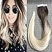 Full Shine 18inch 100 Human Hair Clip in Biscuit Balayage Extensions Blonde Ombre Color #4 Fading to #10 and #27 Blonde Dip Dyed Ombre Clip Straight Human Hair Extensions 9 Pcs 120 Gram