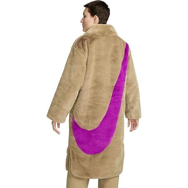 Nike Sportswear Women's Faux Fur Long Jacket, Dark Driftwood/Dark Nike Sportswear Women's Faux Fur Long Jacket, Dark Driftwood/Dark