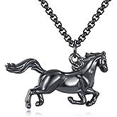 HUKKUN Horse Necklace 925 Sterling Silver Horse Pendant Jewelry Gifts for Men Women