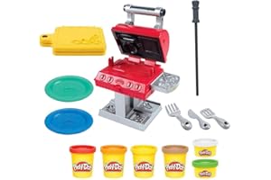 Play-Doh Kitchen Creations Grill 'n Stamp Playset for Kids 3 Years and Up with 6 Non-Toxic Modeling Compound Colors and 7 Barbecue Toy Accessories