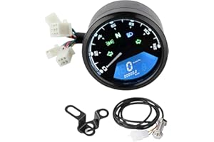 QIILU Speedometer for Motorcycle - Universal Motorcycle LCD Digital Display Speedometer Odometer Tachometer Fuel Meter Gauge