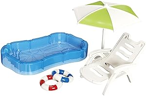 PEMALIN Dollhouse Furniture Accessories Set, Swimming Pool Mini House Furniture, Plastic Small Play House Accessories Toys Gift for Kids.