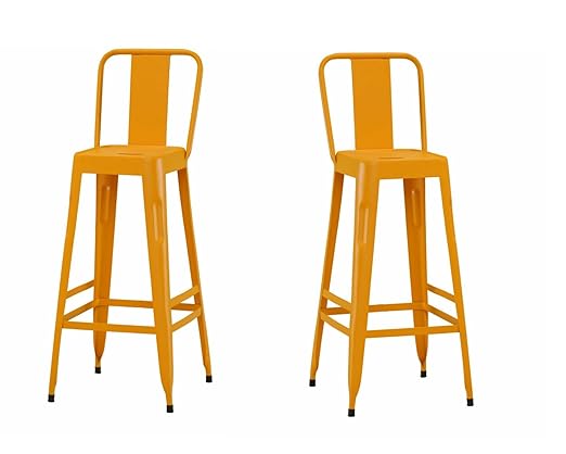 Rajtai Shree Metal Kitchen Restaurant/Bar/Cafe/Garden Chair (Standard, Glossy Yellow) -Set of 2