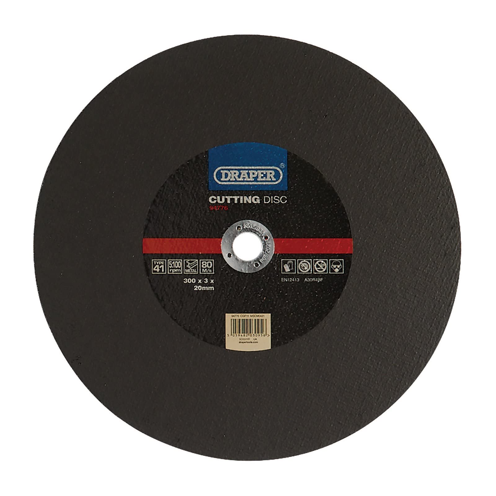 Draper 300 x 3 x 20mm Metal Cutting Disc | Chop Saw & Petrol Cut-Off Saw accessory | Cutter Discs | 94776