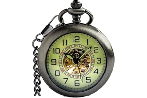 Fogitbok Mechanical Pocket Watch with Chain for Men Half-Hunter Case Hand Wind Up Analog Pocketwatch for Women Ideal Gifts
