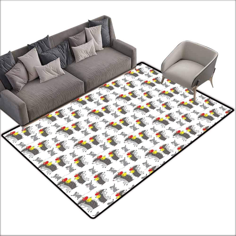 Print Floor Mats Bedroom Carpet Apple Funny Cartoon Hedgehog And Mouse Carrying Apples Happy And Playful Kids Design Grey Red Yellow 48 X 72 Large Classical Carpet Amazon Co Uk Kitchen Home