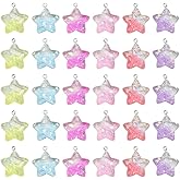 Yukfhgt Mixed Color Resin Glitter Star Charms 30 Pcs Cool Paillette Sequin Pentagram Dangle Pendants for DIY Earrings Necklace Bracelet Jewelry Making Accessory