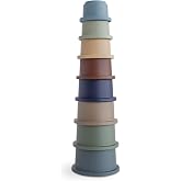 mushie Stacking Cups Toy 8 pcs | Made in Denmark (Forest) | Ages 10+ Months, Made in Denmark, BPA-Free, Polypropylene Plastic