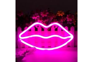 MorTime Cute Neon Signs, LED Neon Light for Party Supplies, Girls Room Decoration Accessory, Table Decoration, Children Kids Gifts (Lip Shaped)
