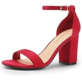 DREAM PAIRS Heels for Women Chunky Block Heel Open Toe Ankle Strap 3.5 Inch Heeled Sandals for Party Date Wedding
