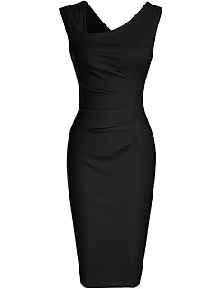 MUXXN Women's Retro 1950s Style Sleeveless Slim Business Pencil Dress