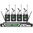 XTUGA SEM200 2 Channel Stereo Wireless in Ear Monitor System 4 Rechargeable Bodypacks UHF Stage Monitoring with Bluetooth 213FT Wireless in Earphone for Studio (4 Receiver + 1 Transmitter)