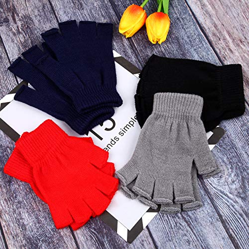 Cooraby 12 Pairs Winter Half Finger Gloves Flexibly Stretchy Knit