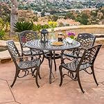 Covington Antique Bronze Outdoor Patio Furniture 5pcs Cast Aluminum Dining Set