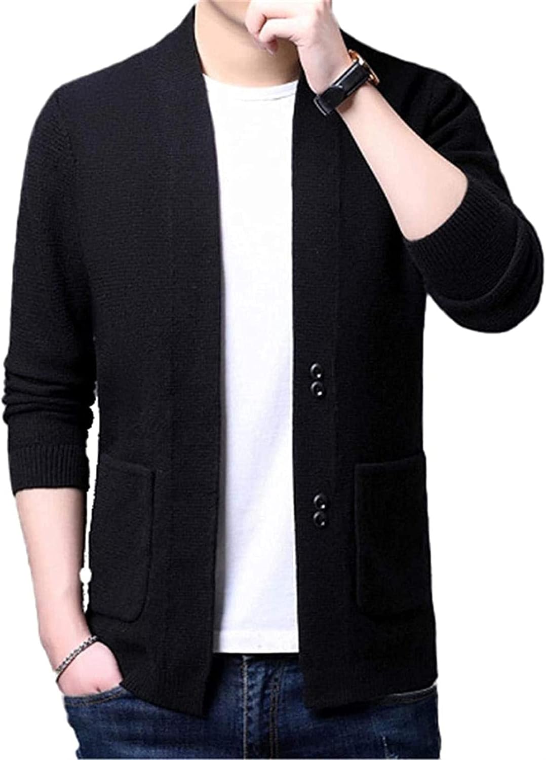 Man Wool Knitted Sweater Men's Cardigan Jacket Autumn Solid Color