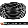 YDDECW 25ft 12/3 12 AWG Portable Power Cable (3 Conductor) - SOOW 600V 12 Gauge Electric Wire for Motor Leads, Portable Lights, Battery Chargers and Machinery - 3 Conductor - 25 Feet Electrical Cord