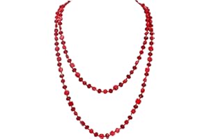 Jules D. Long Beads Necklaces for Women Shell Crystal Beads 48" Long Rope Knot Necklace Costume Jewelry for Gifts