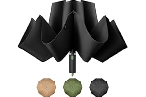 BENEUNDER Travel Compact Umbrellas for Rain - Inverted Reverse Folding Umbrella - 45in/115cm Heavy Duty Windproof Automatic Umbrella for 2-3 People