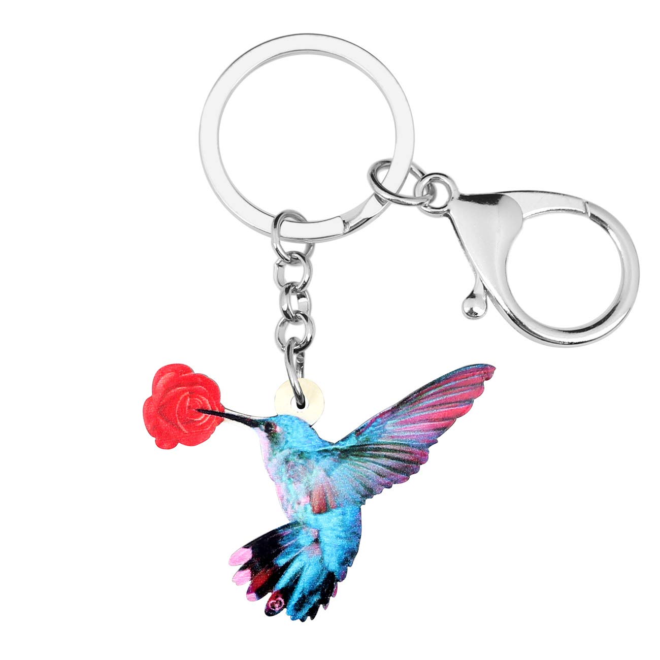BONSNY Arylic Metal Hummingbird Keychains For Women Girls Gifts Car Purse Birds Pendant Charms (Turquoise)