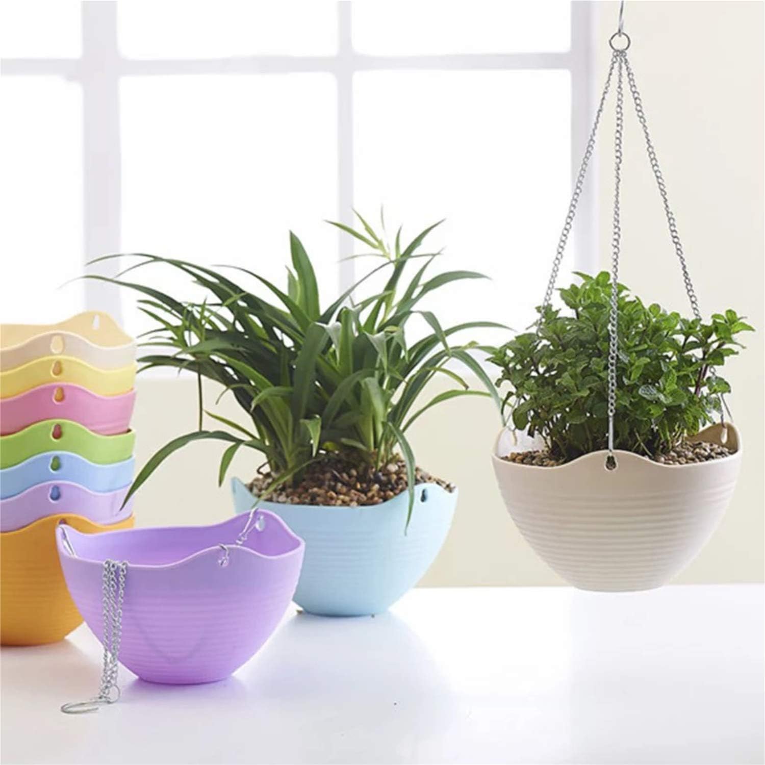 Amazon Com Windoo 3 Pack Hanging Planter Pot Plastic Planter