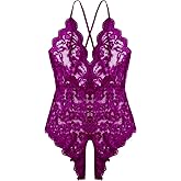 Women One Piece Lingerie Sexy Teddy V Neck Bodysuit Lace Nightie