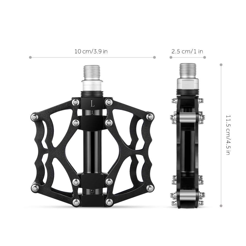Terra Hiker New Pédales Vélo Route VTT BMX MTB, Pédales Plates en Alliage Aluminium à Double Roulement Scellé 9/16\