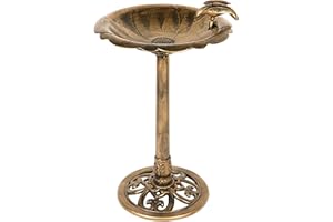 Garden Bird Bath 31-Inch Height with Vintage Scroll Design Pedestal, Bird Baths for Outdoors Decoration Yard/Patio/Lawn, Anti