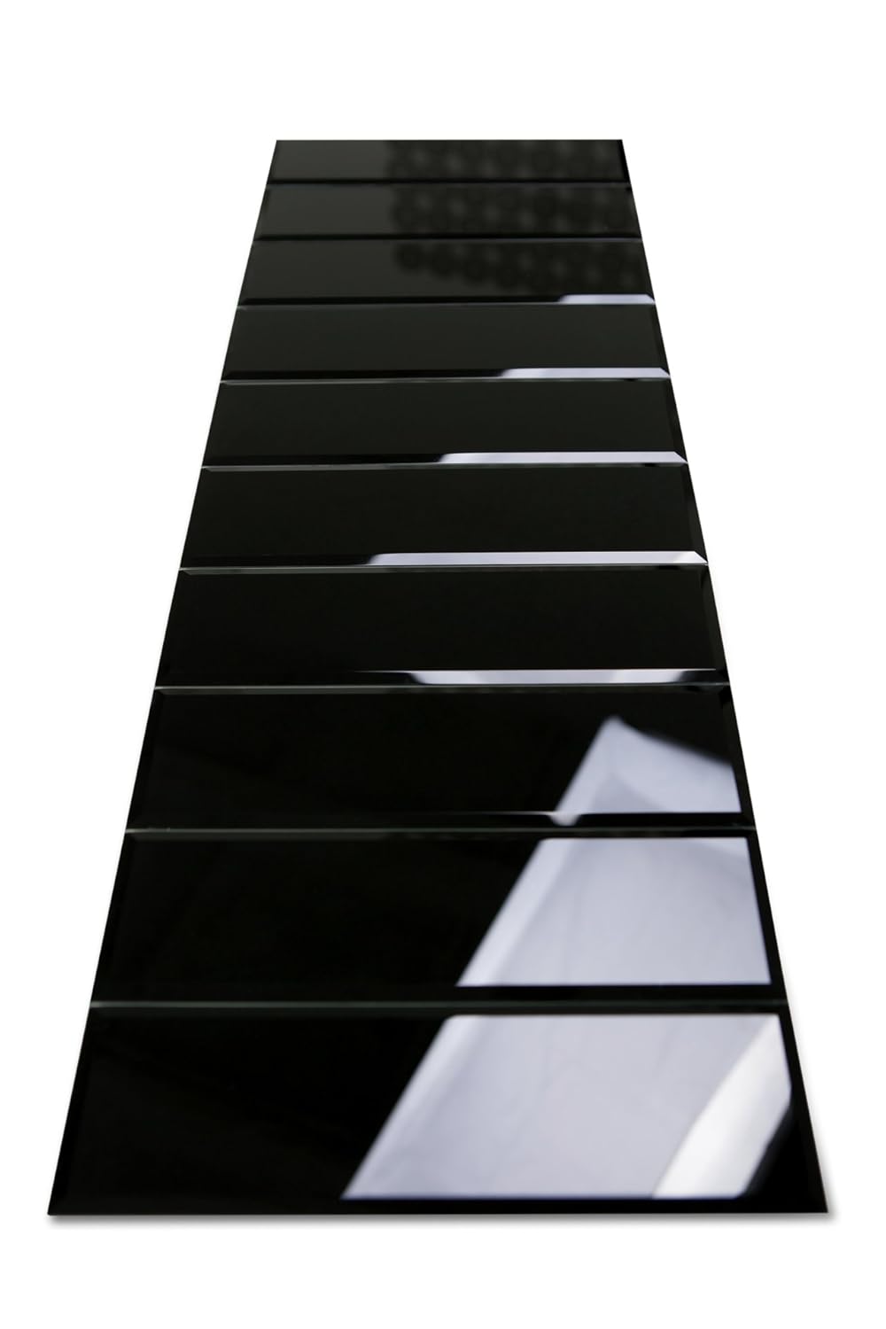 3" x 10" Subway/Brick Black Glass Tile with Beveled Edge for Kitchen Backsplash/Bathroom 55 Tiles Kit/Covers 12sq/ft