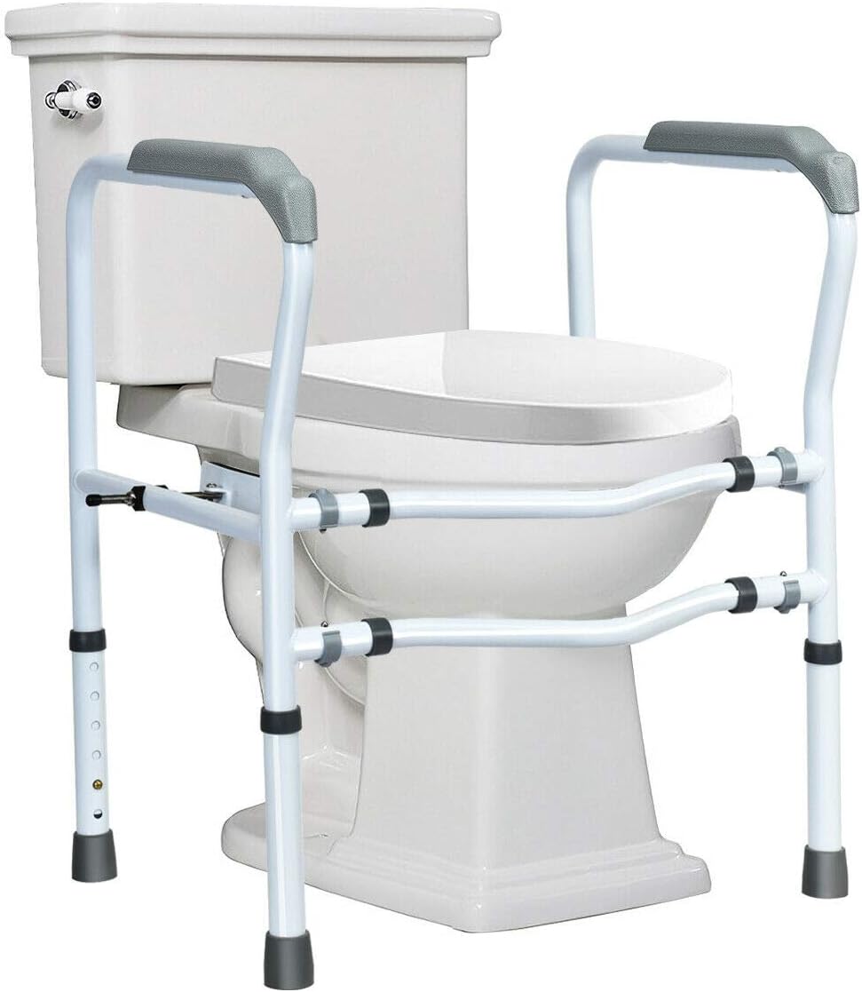 Giantex Toilet Safety Rail Free Standing Toilet Rail W/ 360°Rotatable Clip,Adjustable Height & Width Toilet Armrest 300 LBS Weight Capacity for Disable Elderly Bathroom Toilet Safety Rail: Health & Personal Care