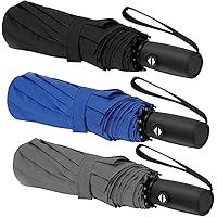 3 PACK Compact Travel Umbrellas Rain Windproof Auto Open Collapsible Folding Portable
