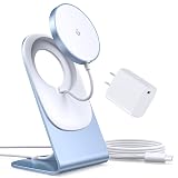 Magnetic Wireless Charger for iPhone 17/16/15/14/13/12 - Mag Charger+20W USB C Adapter, Fast Wireless Charging Stand/Pad with 5ft Cable for iPhone 17/16/15/14/13/12 Pro Max Plus Mini 17 Air, Blue