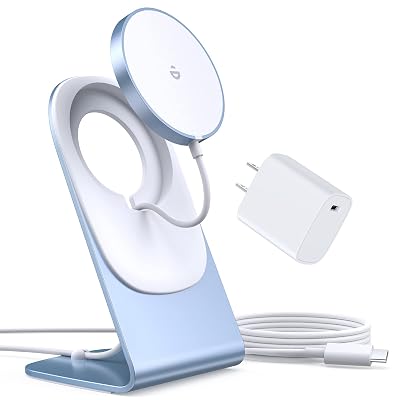 Magnetic Wireless Charger for iPhone 17/16/15/14/13/12 - Mag Charger+20W USB C Adapter, Fast Wireless Charging Stand/Pad with 5ft Cable for iPhone 17/16/15/14/13/12 Pro Max Plus Mini 17 Air, Blue