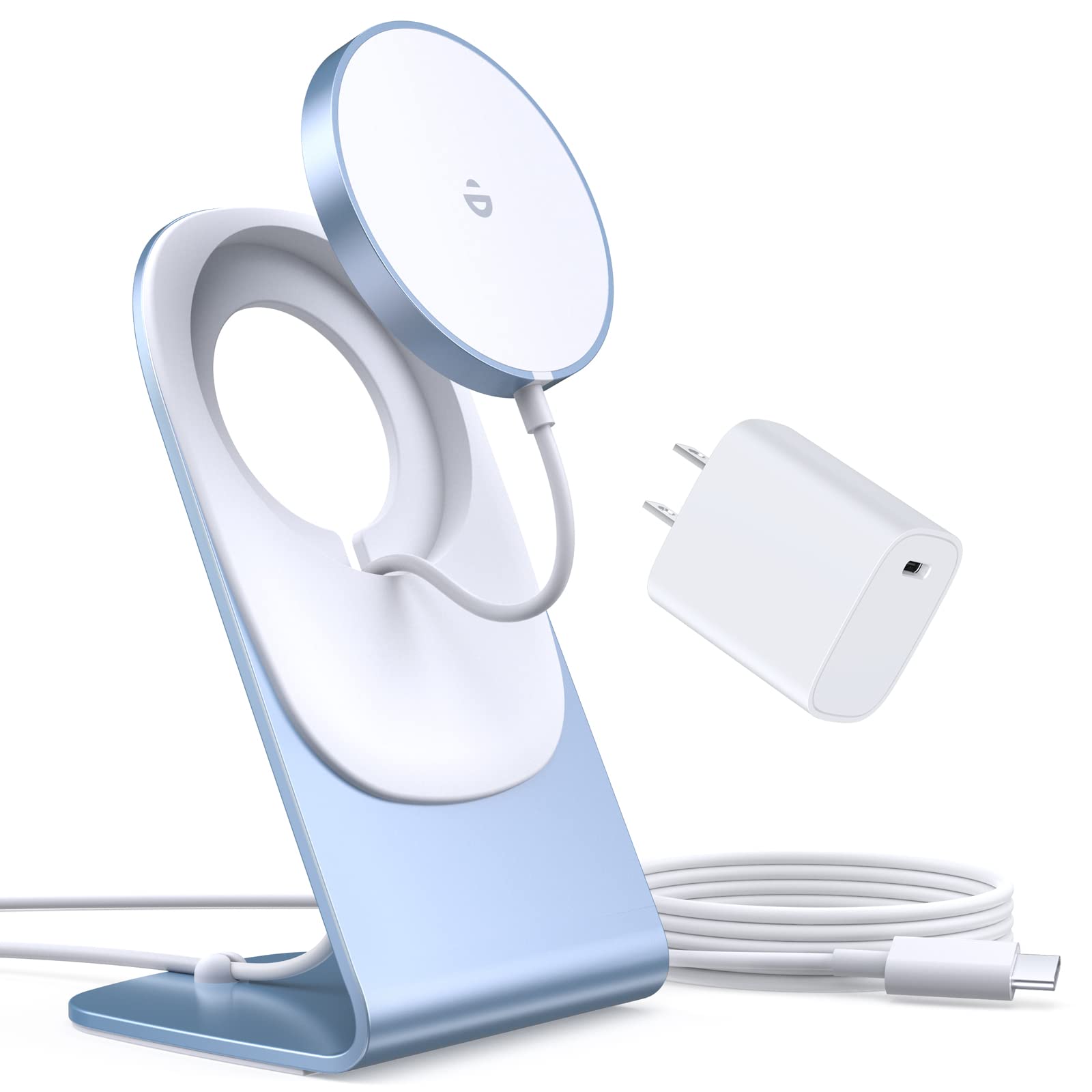 Magnetic Wireless Charger for iPhone 15/14/13/12 - Mag Charger+20W USB C Adapter, Fast Wireless Charging Stand/Pad with 5ft Cable for iPhone 15/14/13/12 Pro Max Plus Mini,Mag-Safe Charger-Blue