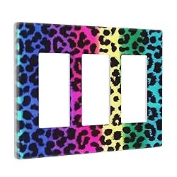 Rainbow Colorful Leopard 3 Gang Triple Rocker/Decor